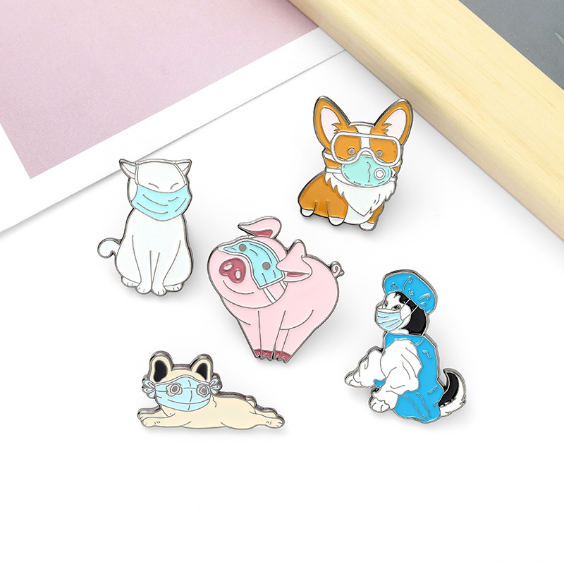 Animal Enamel Pin Cat Dog Pig Corgi Husky French Bulldog Brooches Bag Lapel Pin Cartoon Fun Badge Jewelry Gift