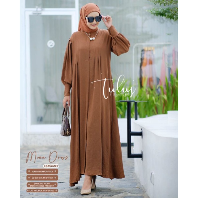 MONA DREES BY TULUS SIGNATURE / MAXI WANITA MUSLIMAH / Gamis polos airflow import