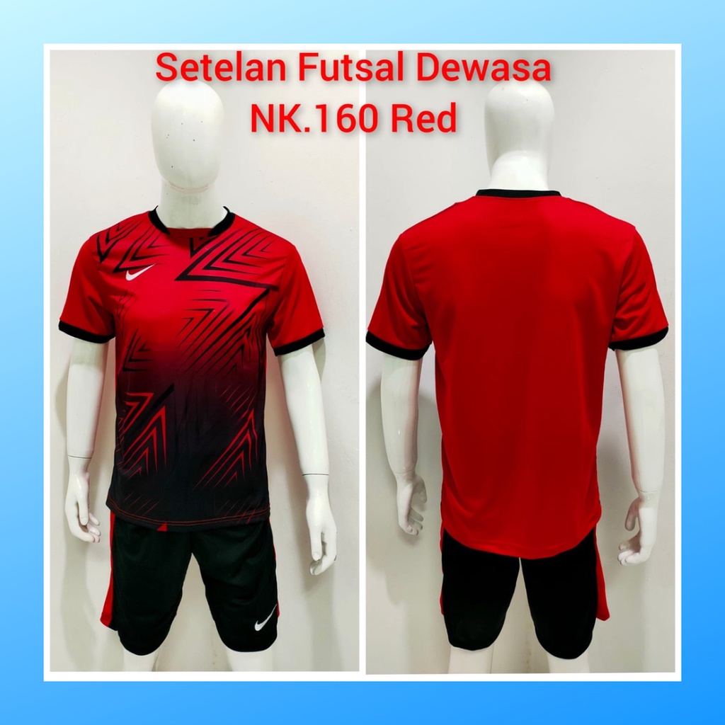 jersey futsal pria kaos sepak bola baju dan celana setelan wanita dewasa t-shirt outfit seragam jarsey kostum olahraga pakaian apparel print sport jersy soccer casual jersi suit NK160 merah