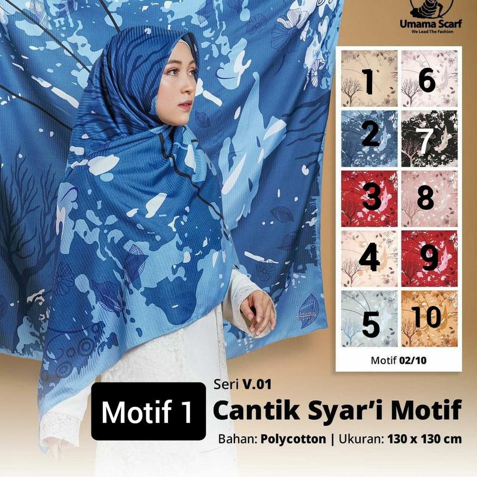 Kirim Sekarang LV7 [Premium] CANTIK SYAR'I MOTIF UMAMA SCARF ORI Hijab Segi Empat Syari 130x130 cm B