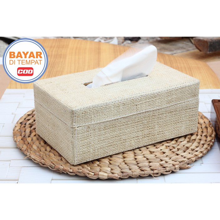 Kualitas Super Kotak Box Tisu goni 24x13x9 cm - cream