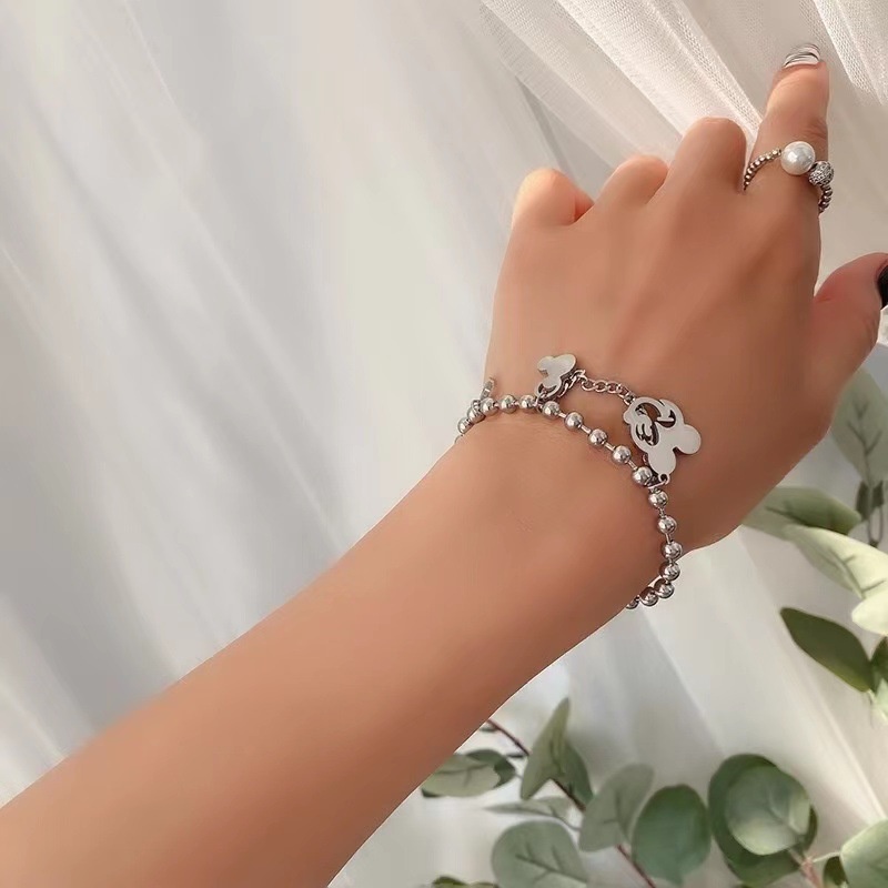 Ins gaya cute bear bola liontin gelang wanita sederhana anggun rasa desain gelang gelang fashion