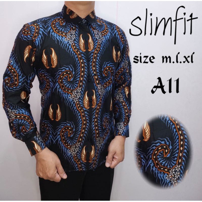 KEMEJA BATIK SLIMFIT PRIA LENGAN PANJANG