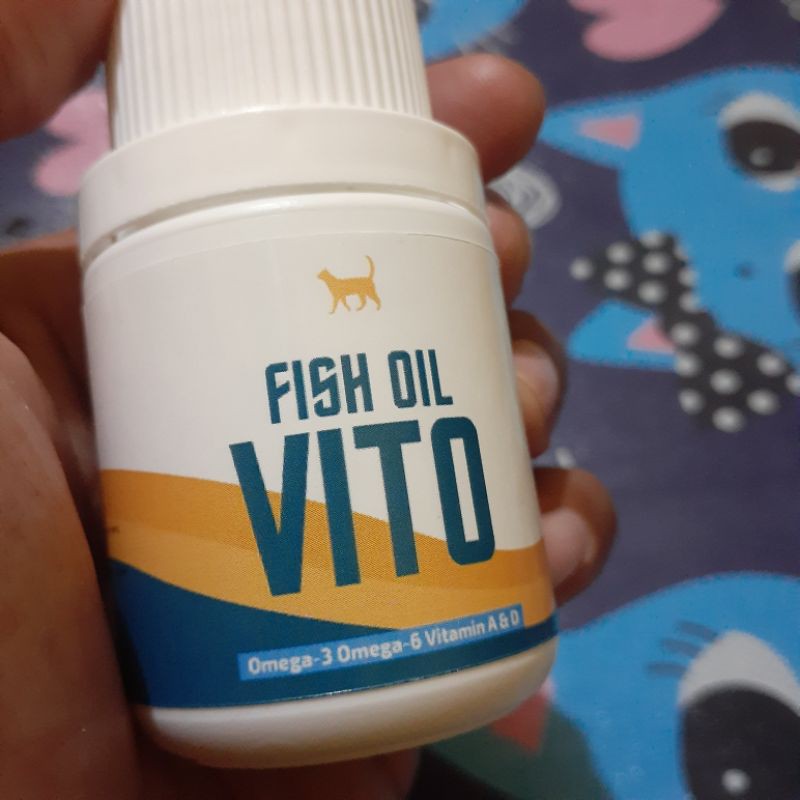 Vito Fish Oil Minyak ikan dengan Vitamin A D Untuk Meningkatkan Nafsu Makan dan Bulu Kucing Sehat