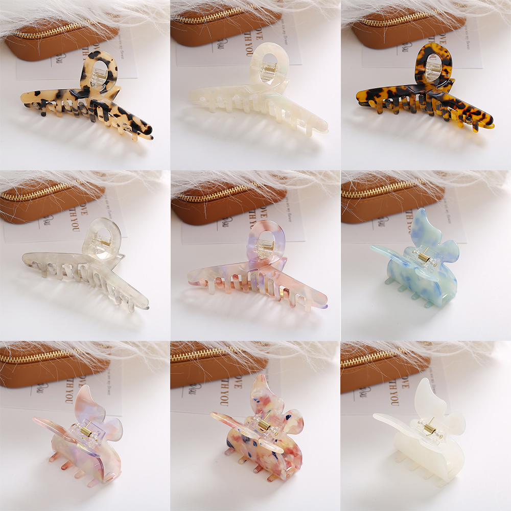 Korean Fashion Gradient Colorful Claws Clip Acetic Acid Butterfly Geometry Hair Clip Shark Clip Women Hair Accessories