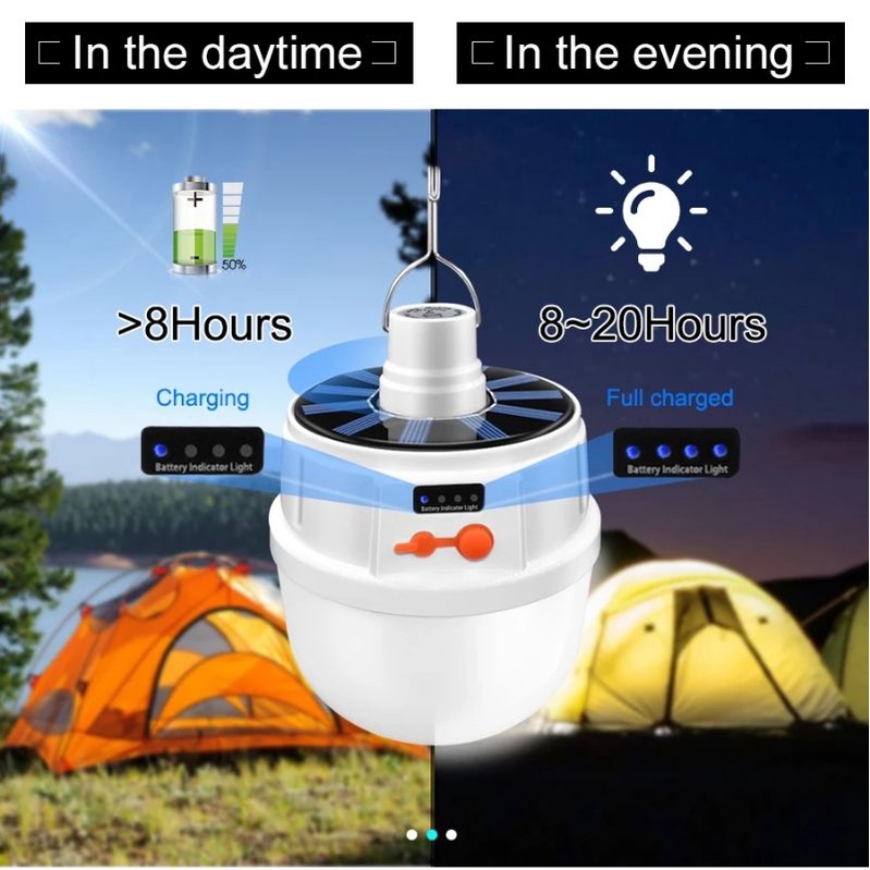 Lampu Solar LED Emergency 45w Rechargeable Bulb Lampu Tenda Camping Lampu Darurat