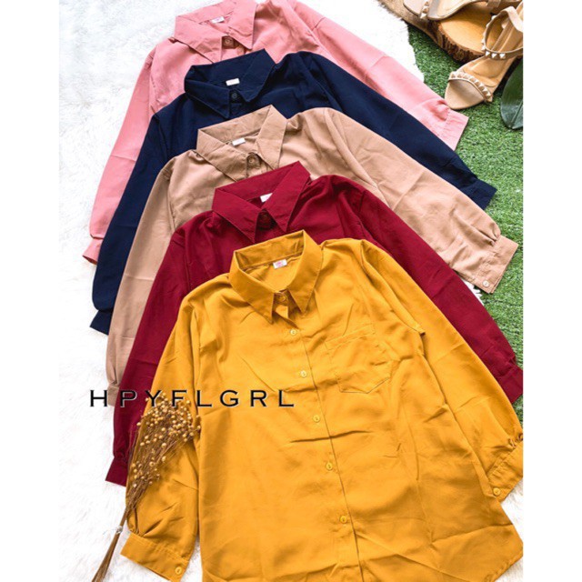 Kemeja SAKU/ kemaja wanita polos saku basic-3