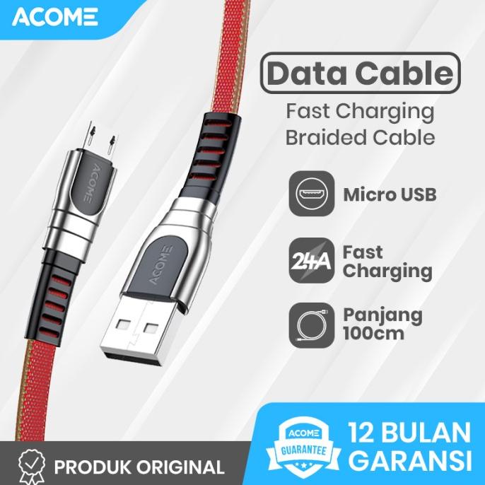 ACOME Kabel Data/Charger Micro USB Fast Charging 2.4A AKM-010