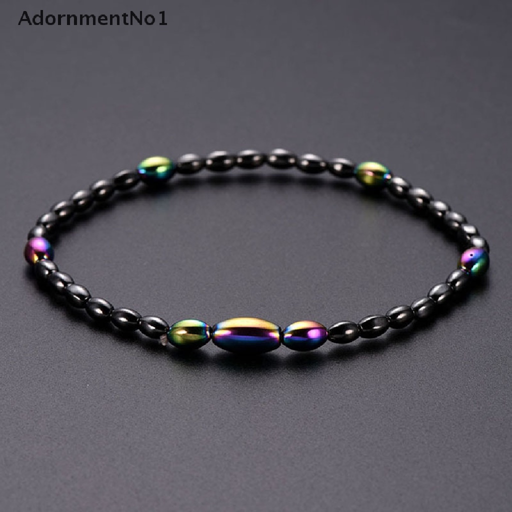 (AdornmentNo1) Gelang Kaki Manik-Manik Batu Hematite Magnetik Untuk Kesehatan / Menurunkan Berat Badan