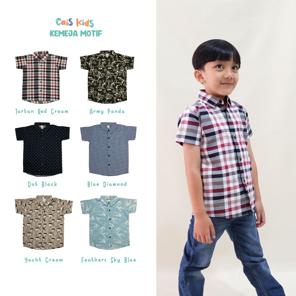 CaisKids Kemeja Anak Lengan Pendek Motif Bahan Katun