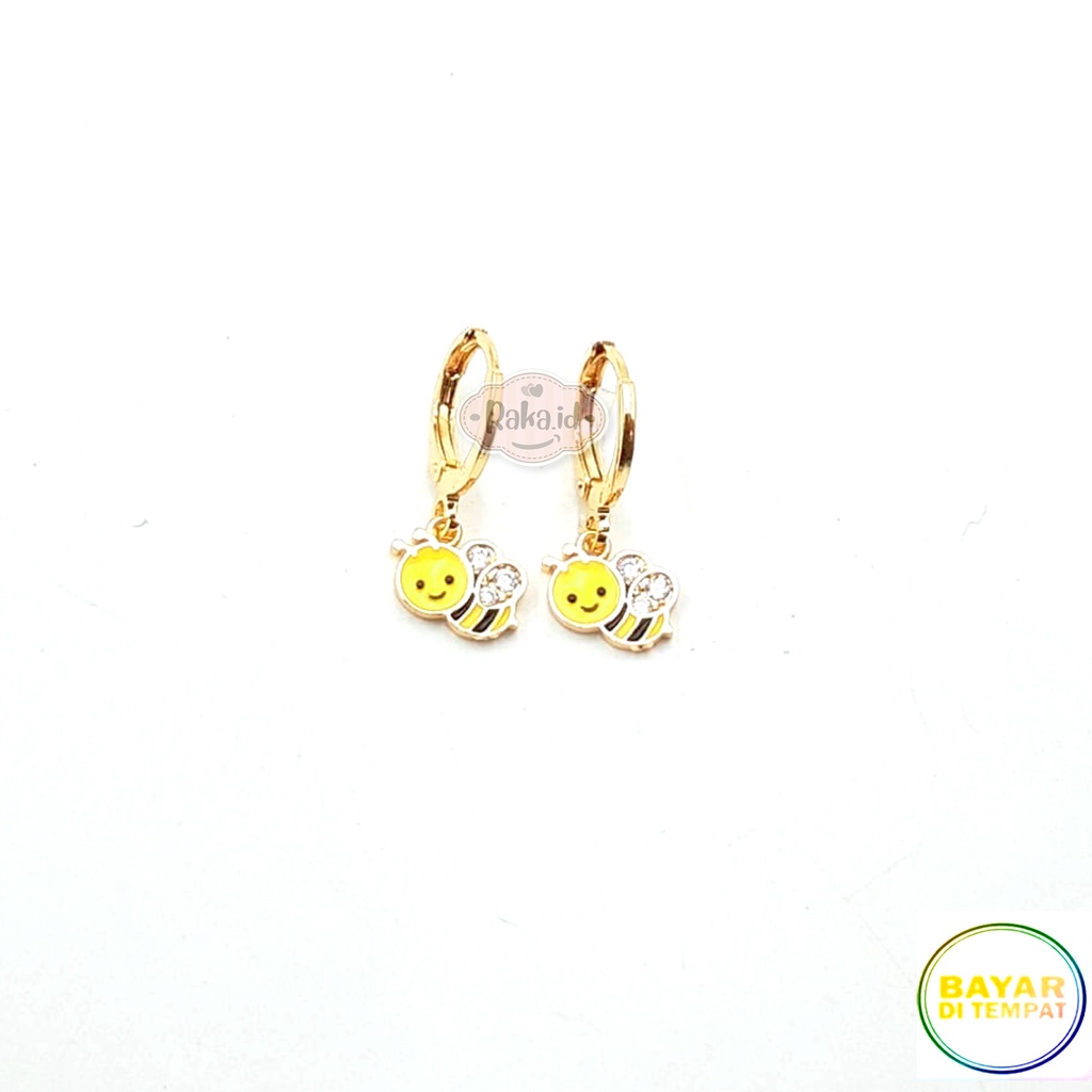 Anting Clip / Klip Bulat Motif Lebah Bee Honey Perhiasan Aksesoris Wanita 1087