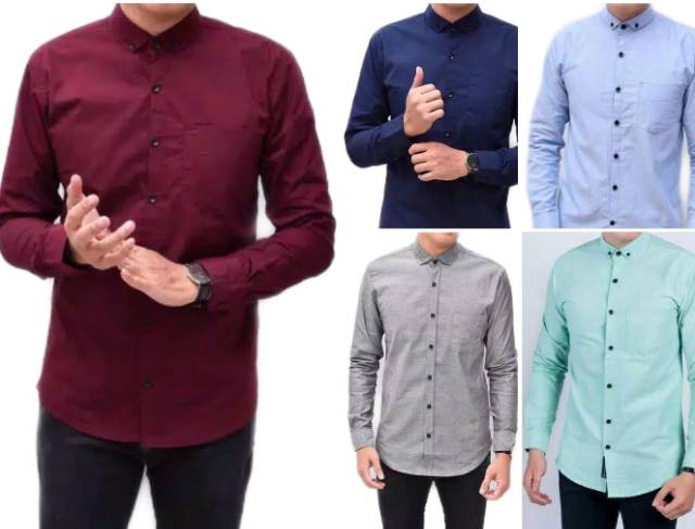 KEMEJA PRIA MENS POLOSAN LENGAN PANJANG COOLMAN PAKIAN PRIA CASUAL PAKAIAN DINAS PNS KERJA SIZE MLXL