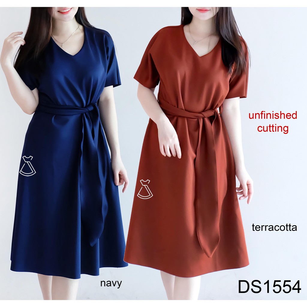 DS1554 - DRESS BASIC SCUBA DRESS POLOS WANITA CASUAL MODERN MURAH