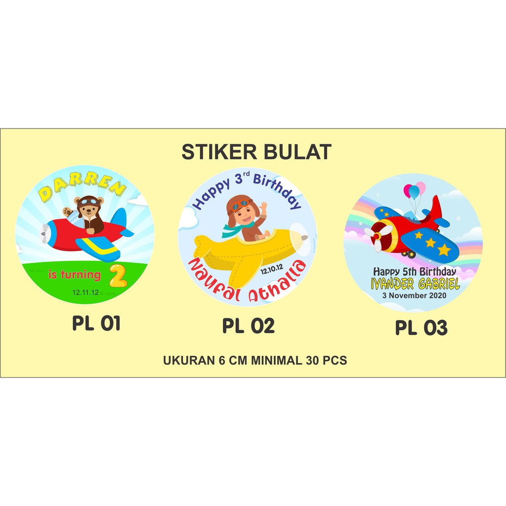 

STIKER BULAT ULANG TAHUN MOTIF PESAWAT