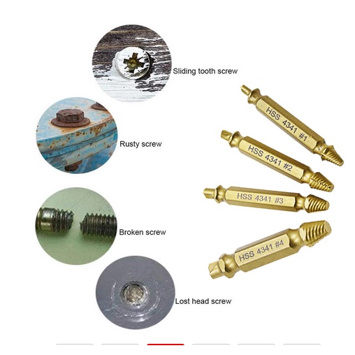 6pcs Tap Balik Screw Extractor Alat Pembuka Baut Skrup Rusak Screw-8
