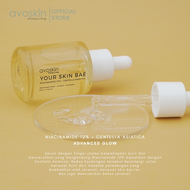 AVOSKIN Your Skin Bae SERUM Niacinamide 12% + Centella Asiatica 30ml BPOM Serum Pemutih Wajah