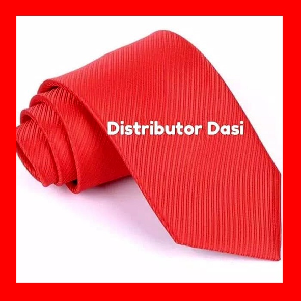 Dasi Pria Merah Terang Bendera Garis Salur 3 inch 8 cm ready stok