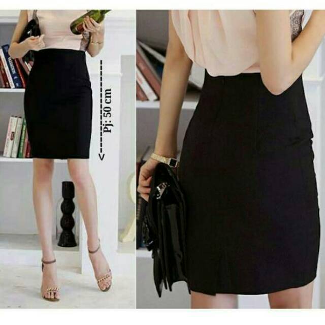  Rok  Span  Pendek Rok  Kerja Rok  Kantor Bahan Warna  Hitam 