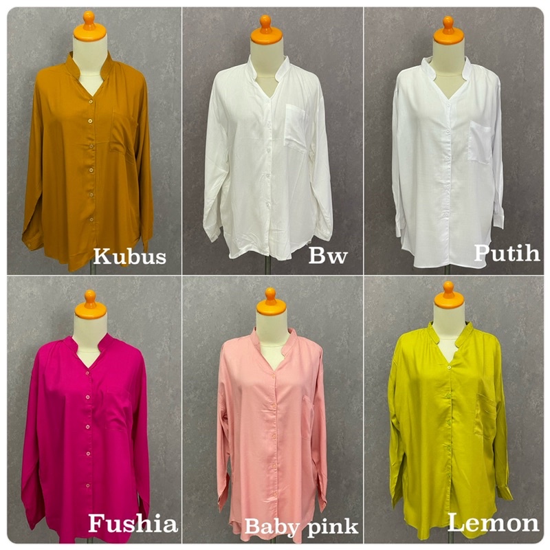 RIKA BLOUSE RAYON KERAH SHANGHAI BLOUSE RAYON PREMIUM KEMEJA RAYON BASIC