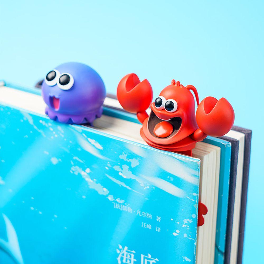 CHOOKYY Bookmarks Hadiah Alat Tulis Siswa Kartun PVC Gurita Lobster 3D Stereo