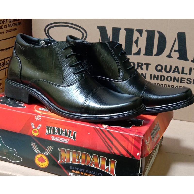 SEPATU KULIT MOTIF KAYU PDH PRIA SEMI BOOTS POLRI/TNI/SECURITY/KERJA/DINAS/KANTOR