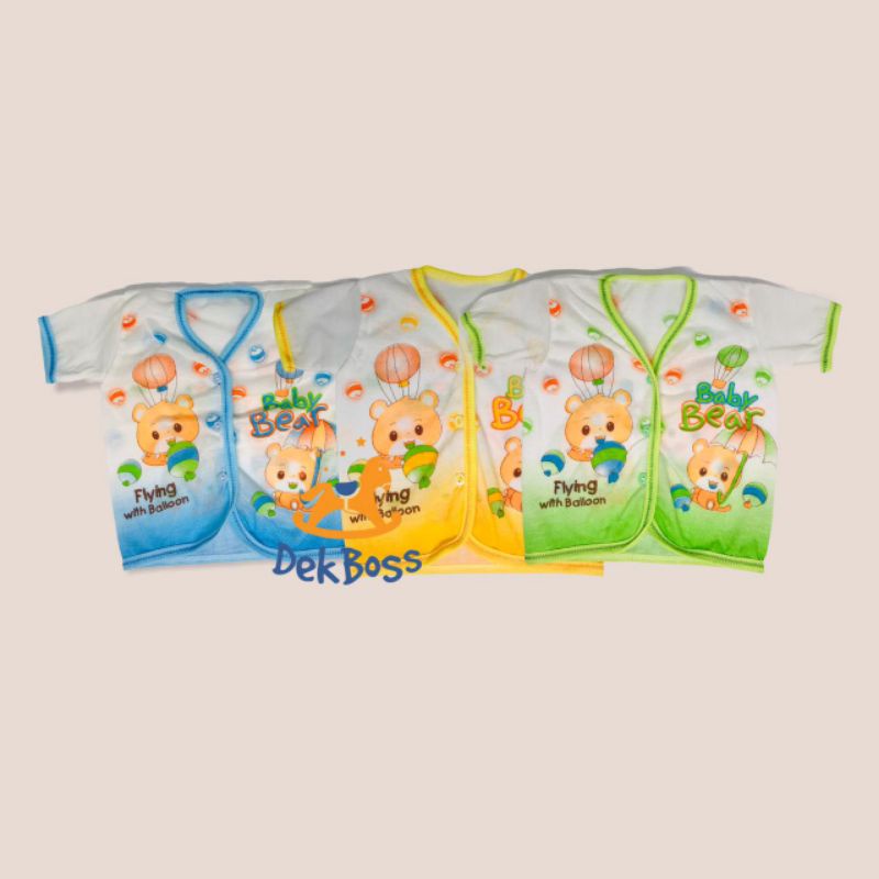 Baju bayi lengan pendek newborn kancing depan polos pakaian bayi baru lahir 0 6 12 bulan laki laki perempuan-MOTIF PE
