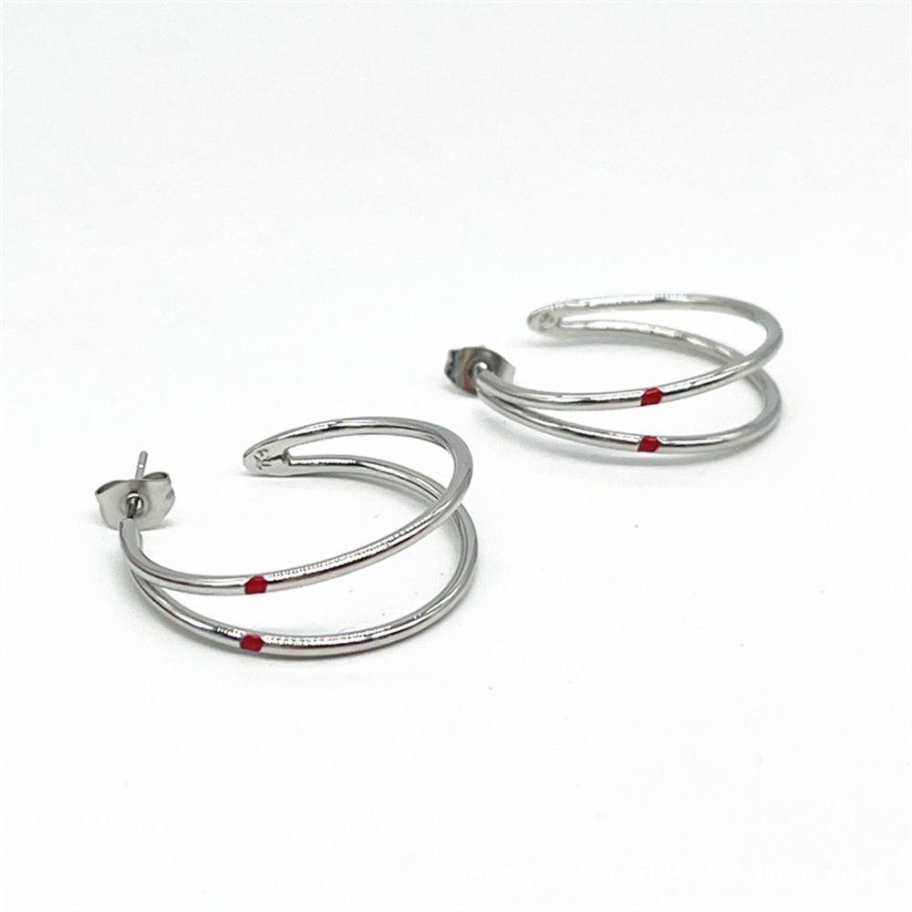 【COD Tangding】Anting Bulat Ganda Model Terbuka Gaya Korea Untuk Wanita