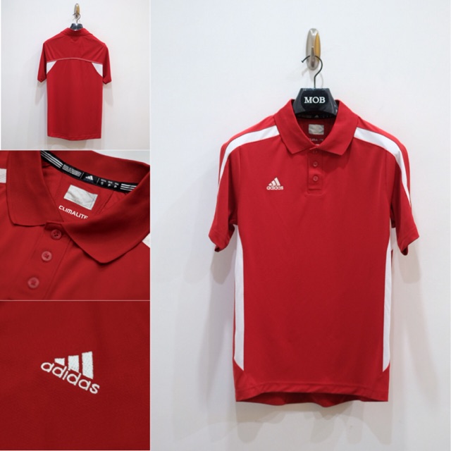 Adidas Climalite Sideline Polo Shirt Red/White