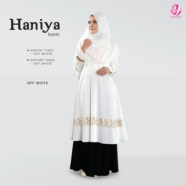 HANIYA TUNIC BY YASMEERA/GAMIS PUTIH TERLARIS BAHAN TOYOBO ORIGINAL