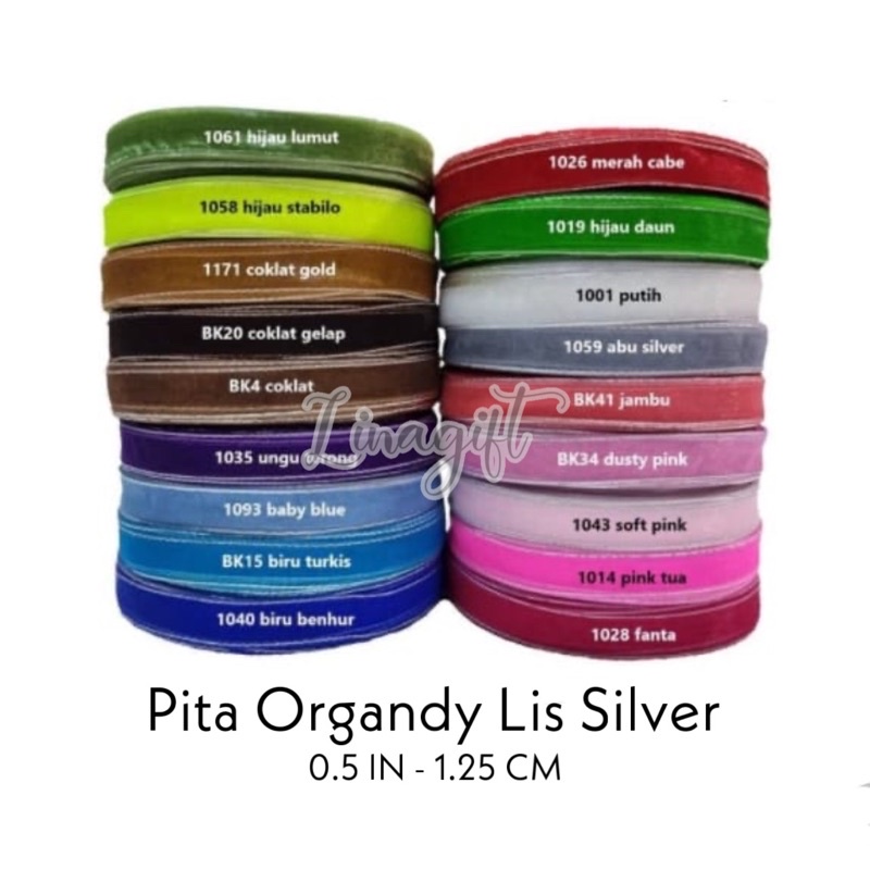 ( 3 Meter ) PITA ORGANDI LIST SILVER 0.5 IN / 1.2 CM / 1/2 INCH PITA ORGANDY LIS PERAK / ORGANZA / KAIN / GOLD LIST / HIASAN KADO / HAMPERS / SOUVENIR / PARCEL