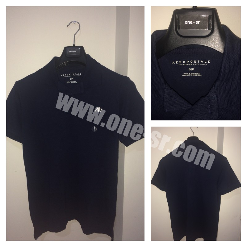 Polo Shirt Aeropostale Navy Blue A87 Signature Original