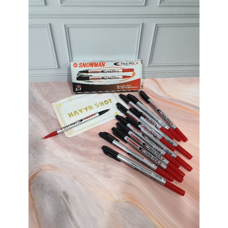 

ATH (12pc) pen TWIN PEN merek SNOWMAN 2 in 1