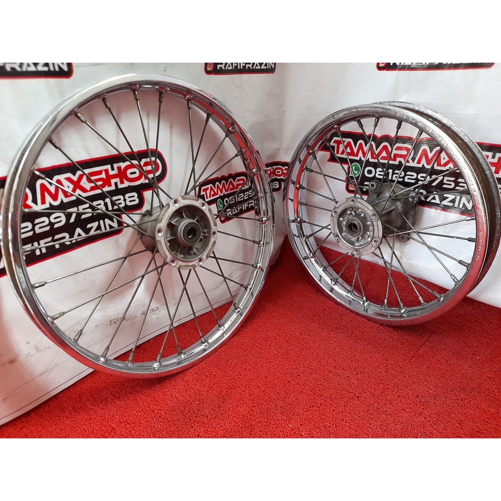 VELG SET KAWASAKI KLX RING 19/16 PNP ORIGINAL BEKAS COPOTAN MOTOR