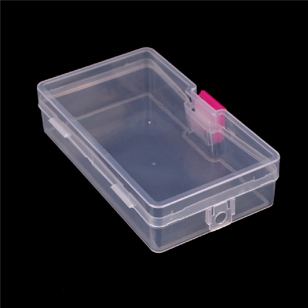 (lightoverflow2) Kotak Penyimpanan / Organizer Perhiasan / Craft Bahan Plastik Bening Dengan Gesper Pink