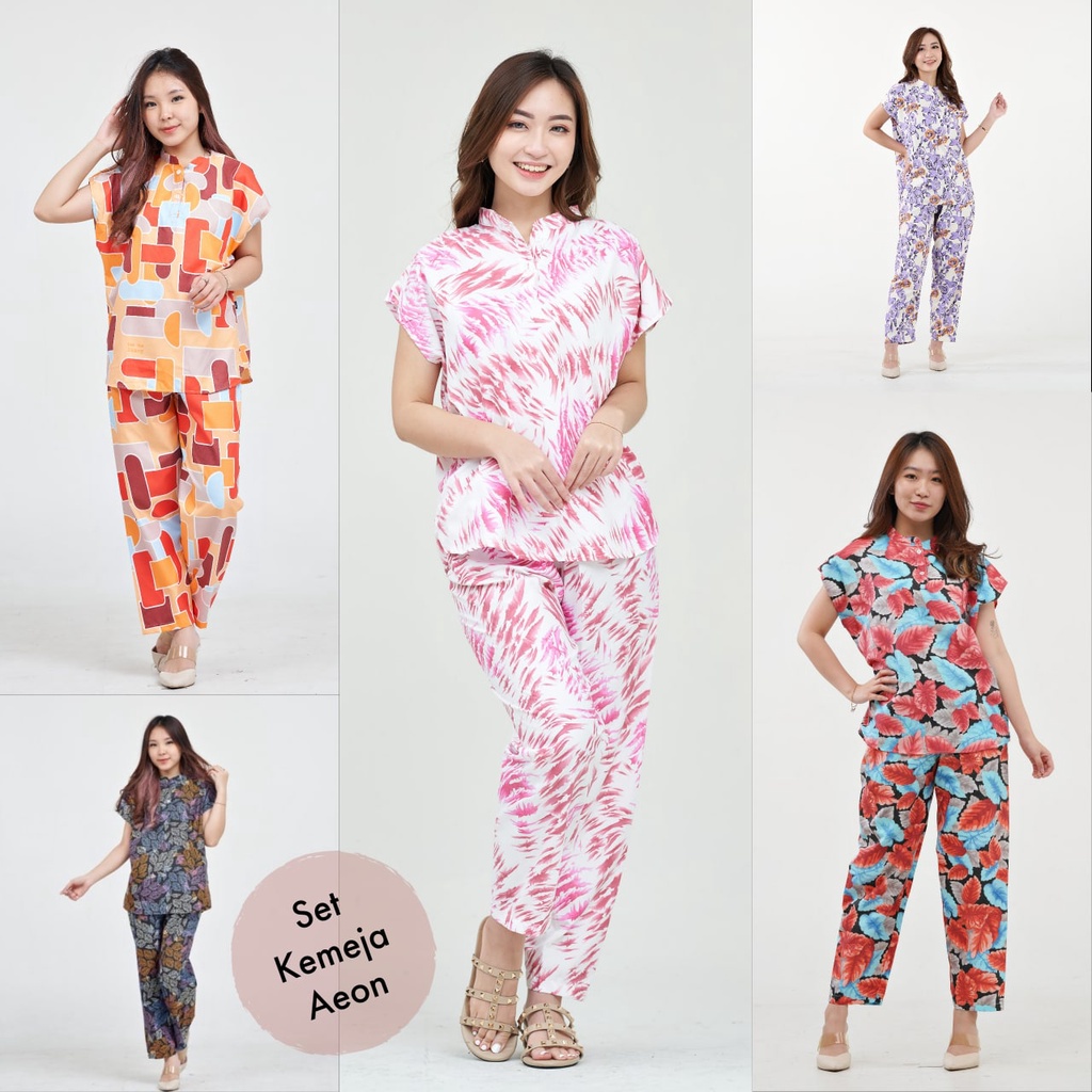 IZANY Piyama Dewasa Daily Set / One Set Aeon all size Lengan Pendek Allsize