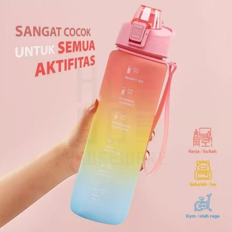 Botol Minum Viral Gradasi Aurel / Nagita / Gemoy Botol Minum Pelangi Free Stiker