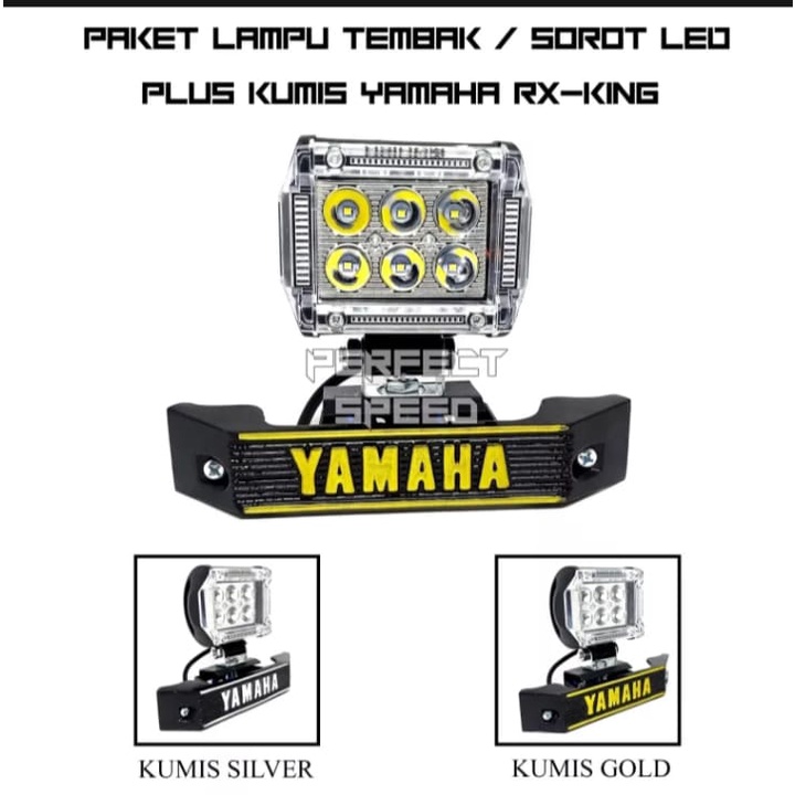 PAKET LAMPU+KUMIS YAMAHA RX-KING,RX-SPESIAL,RX SERIES LAMPU TEMBAK/LAMPU SOROT LED MODEL CR4594+KUMIS YAMAHA