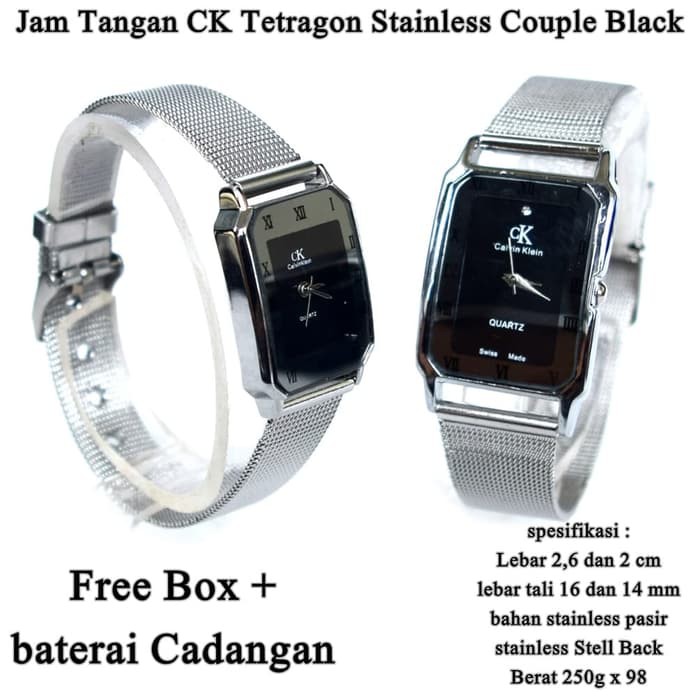 jam tangan ck Stainless pasir Couple tetragon black