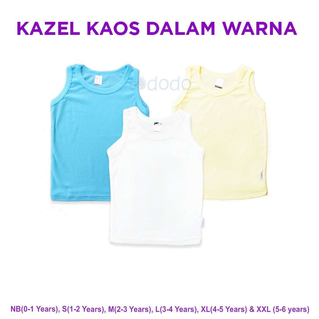 Baju Singlet Bayi Kaos Dalam Anak Kazel Warna Unisex 0-5 Tahun ((1pcs)