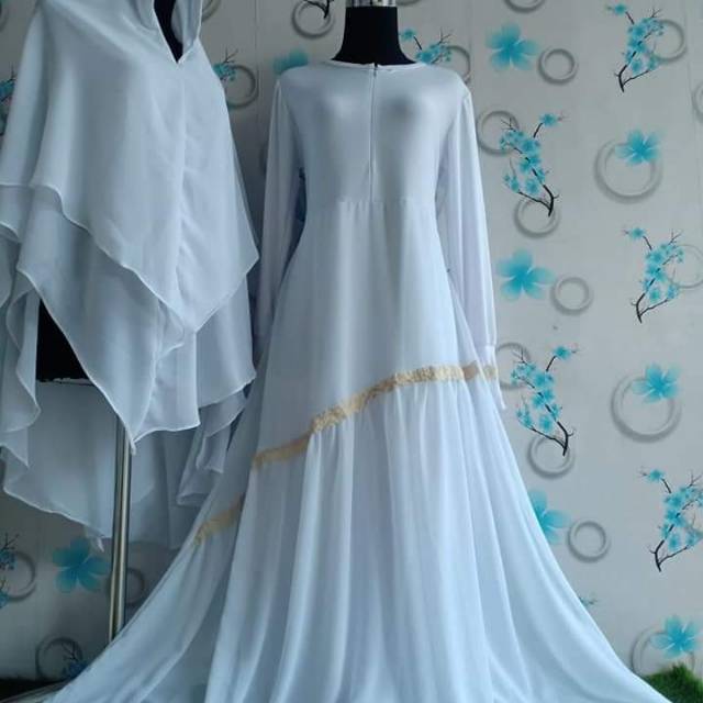 Set syar.i putih mix renda