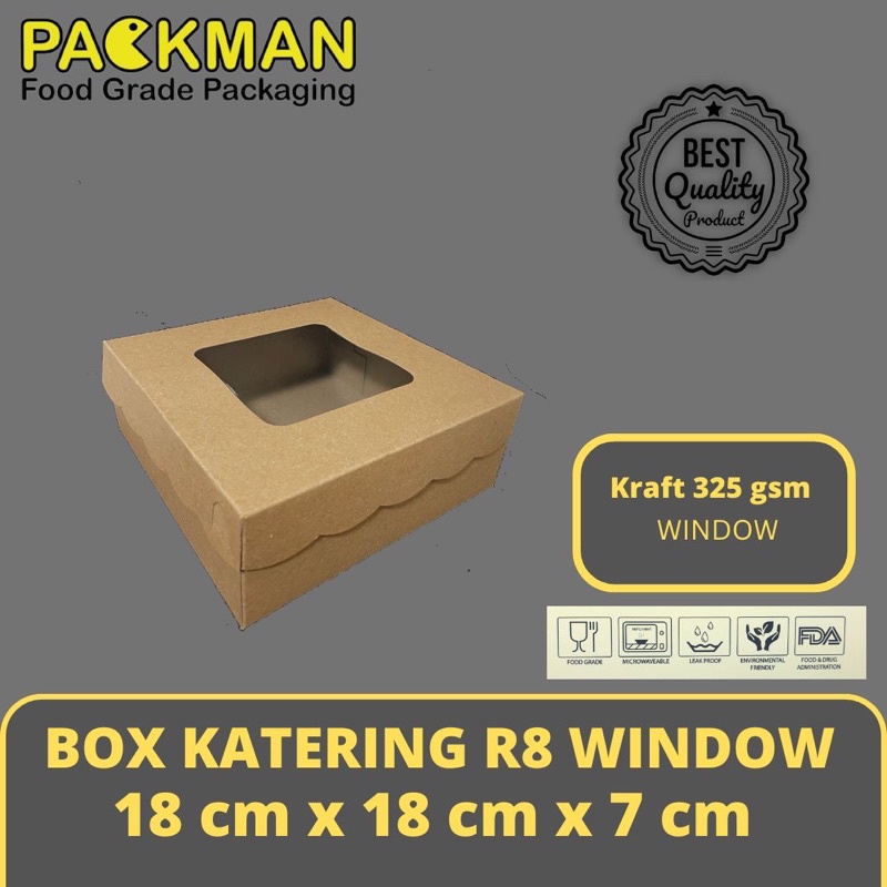 

BOX KATERING KRAFT R8 WINDOW / DUS NASI 18x18 / KOTAK MAKANAN CAKE - WINDOW PE