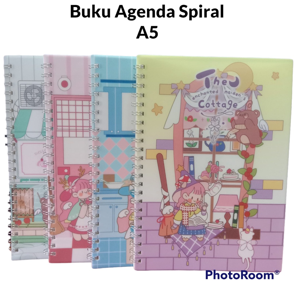 

AS888 - BUKU DIARY / AGENDA SPIRAL HARD COVER UKURAN A5 KARAKTER THE COTTAGE ISI 80 HALAMAN