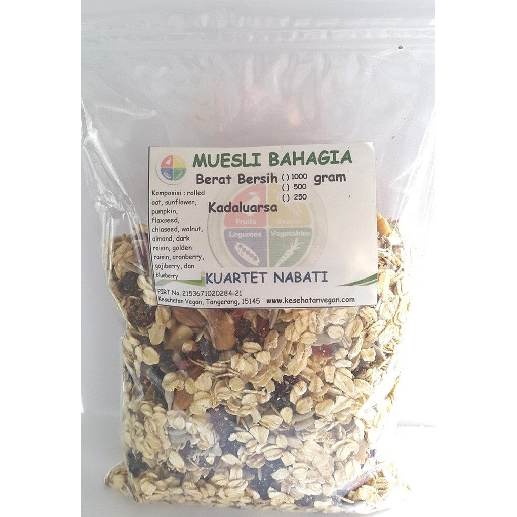 

Muesli Bahagia - campuran rolled oat, buah kering, kacang, & biji 1 kg
