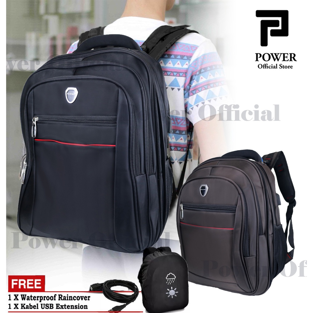 POLO POWER Tas Pria Ransel Laptop 16 inc USB Portable Tas Laptop Pria Expanding Ransel Pria Trendy Tas Ransel Sekolah SD-SMP Backpack School Import Tas Sekolah Polo