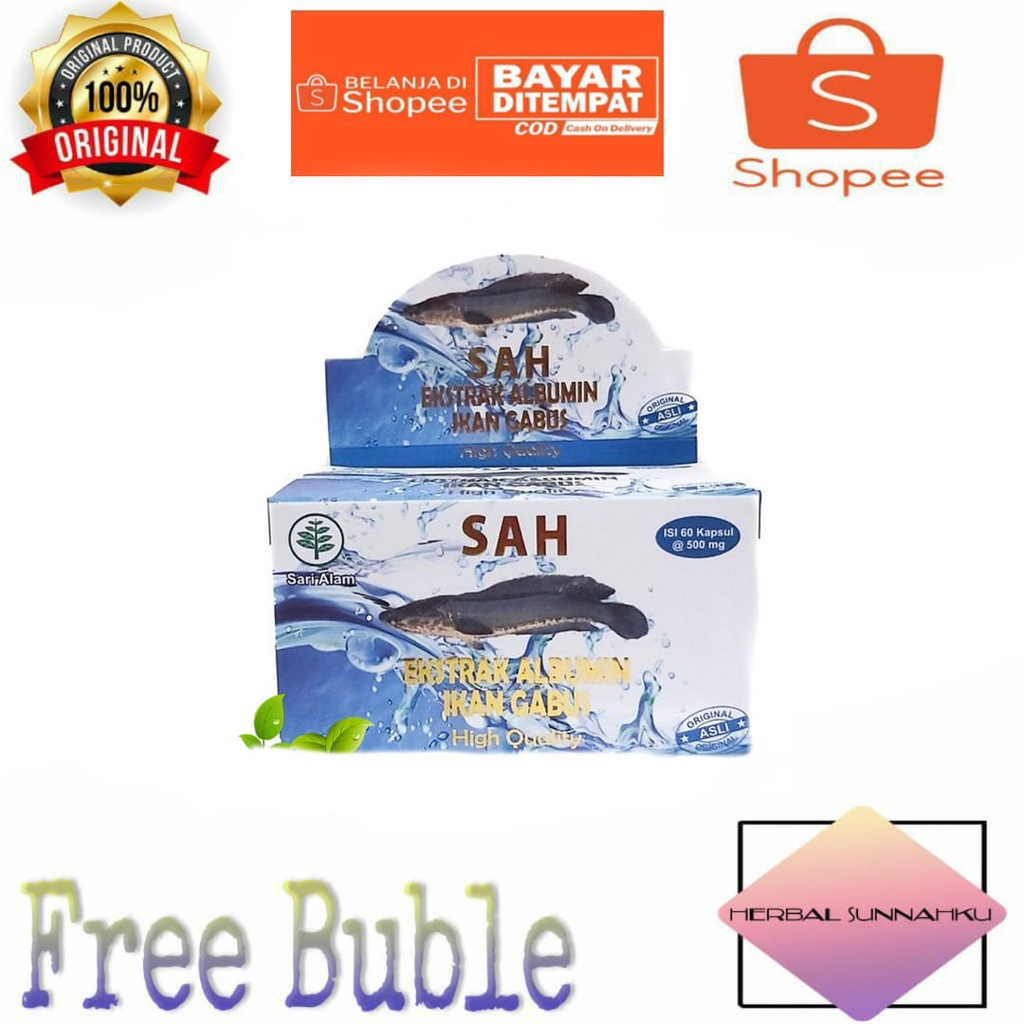 Pro Albumin Ash-Shihhah Kapsul Ekstrak Ikan Gabus / SAH Ekstrak Albumin Ikan Gabus 60 Kapsul /  Albu