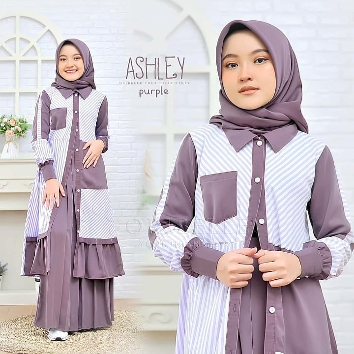 PAKAIAN MUSLIM ANAK PEREMPUAN GAMIS ANAK ASHLEY TERBARU 2021 USAI 8 SAMPAI 11 TAHUN BD