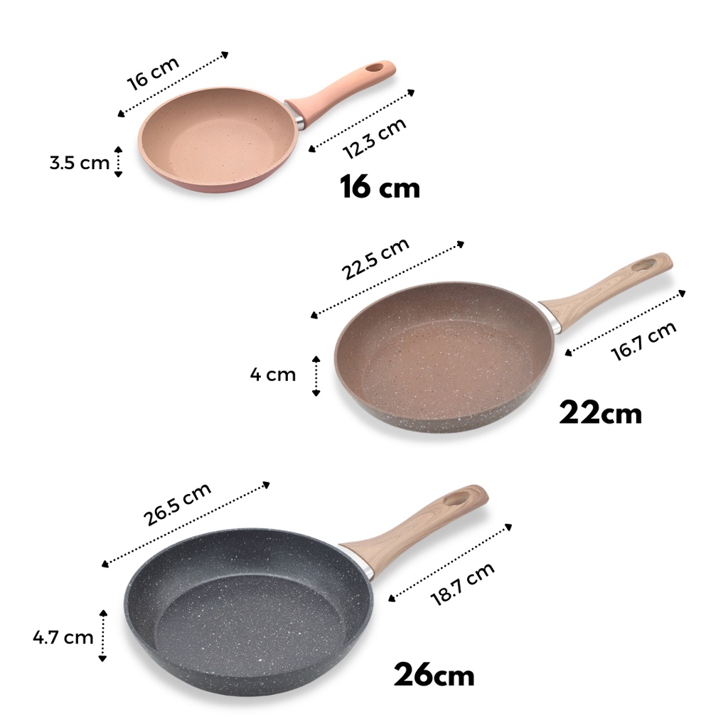 WAJAN PANCI FRYING PAN CERAMIC MARBLE COATING ALUMINIUM TEBAL