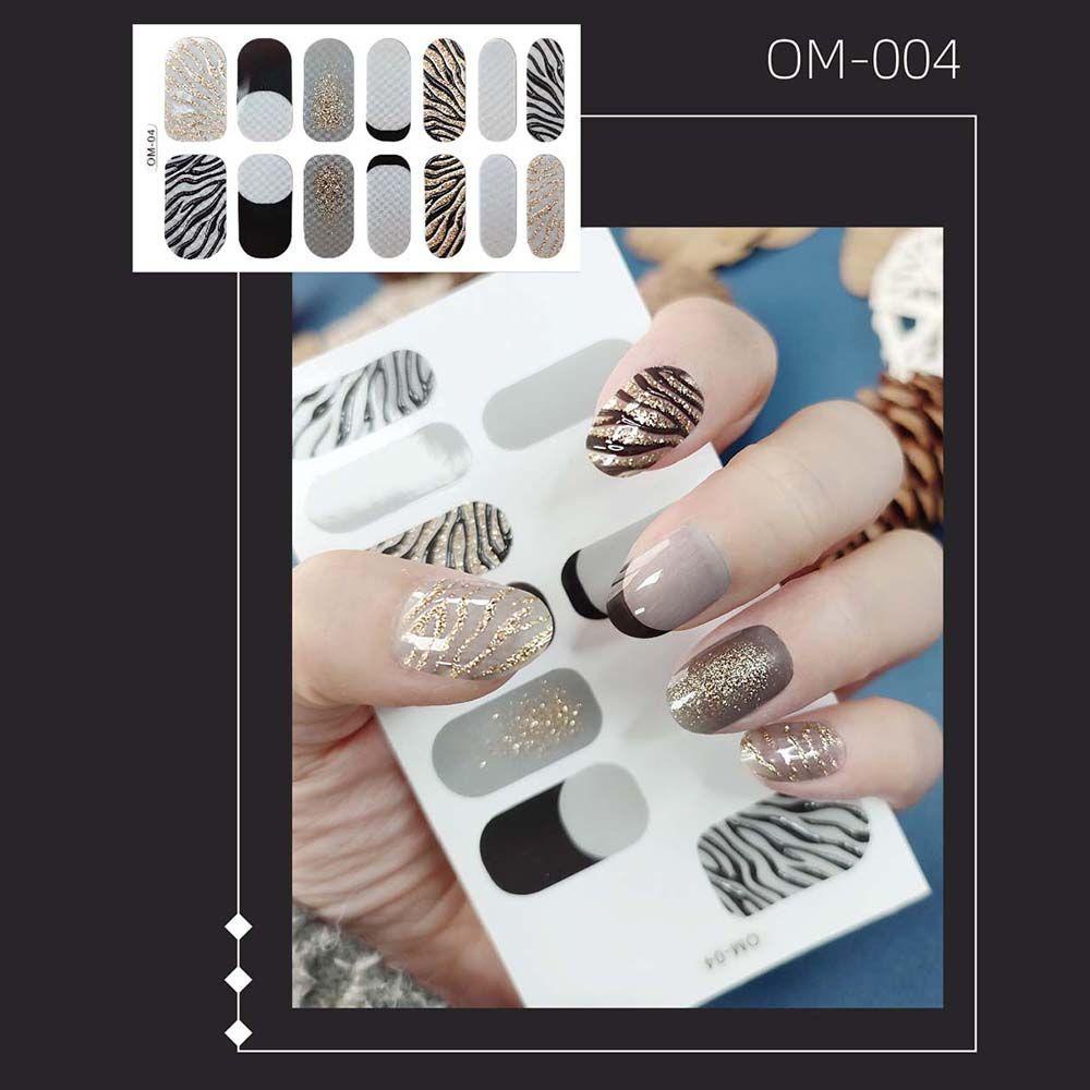 AUGUSTINA Agustina Nail Art Sticker 3D Musim Dingin Gilding Perekat Stiker Leopard Print Nail Art Dekorasi