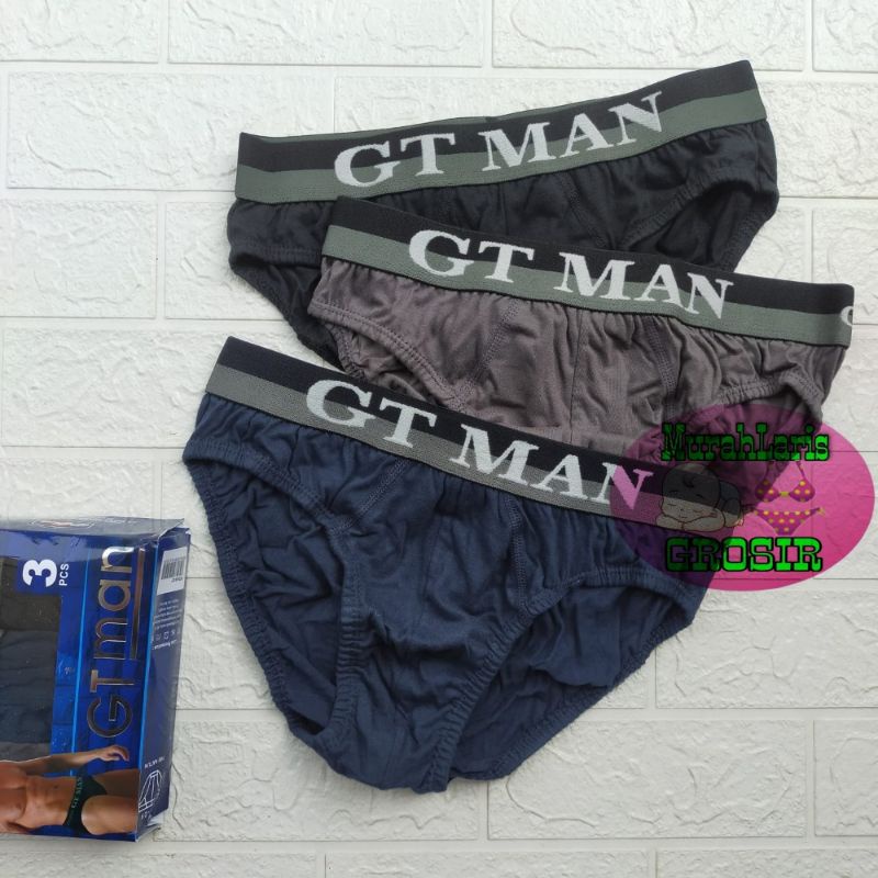 [ 3 Pcs ] Celana Dalam Pria GTMAN GTK 09 - CD Cowok GT MAN Bahan Katun Karet Boxer - Sempak Pria Dew