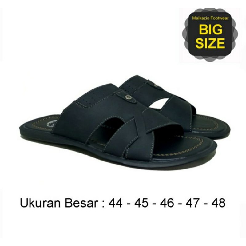 Sandal Slide Pria Kasual Big Size 44 45 46 47 48 / Sendal Slop Bahan KULIT JUMBO, 48